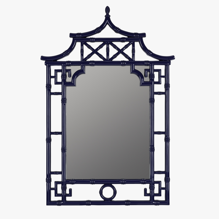 Pagoda Navy Lacquer Mirror