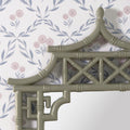 Pagoda Sage Green Lacquered Mirror bamboo detailing