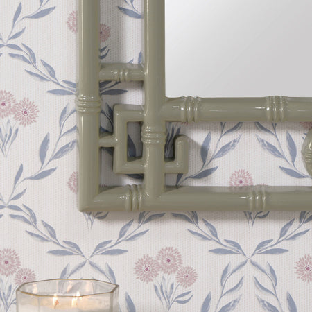 Pagoda Sage Green Lacquered Mirror corner closeup