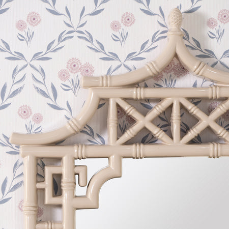 Pagoda Sand Lacquer Mirror faux bamboo details
