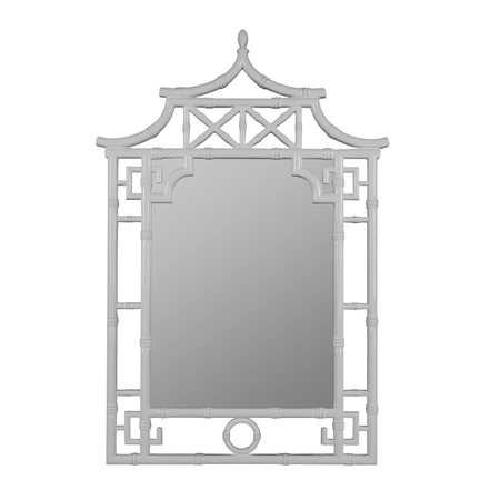 Pagoda Shiny White Lacquer Wall Mirror 