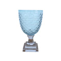 Pale Blue Cut Glass Hurricane - short