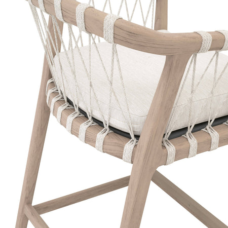 Palisades Outdoor Teak Counter Stool - rope back closeup