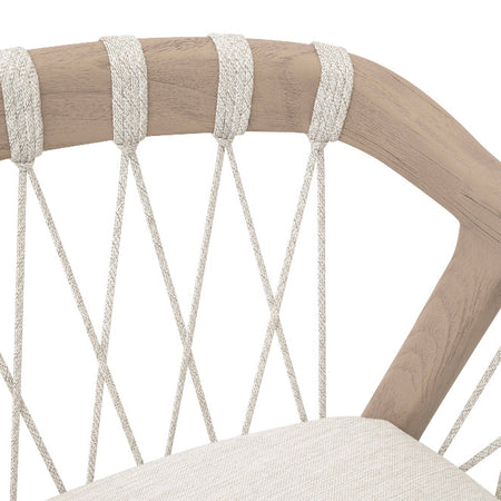 Palisades Outdoor Teak Counter Stool - rope back details