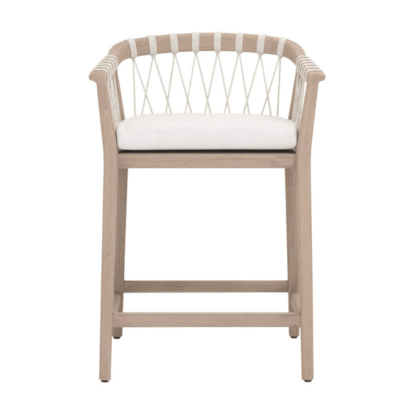 Palisades Outdoor Teak Counter Stool  with woven rope