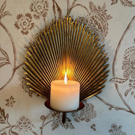Palm Candle Sconce with pillar candle