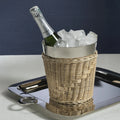 Palmier  Rattan Wrapped Champagne Bucket on silver tray
