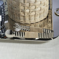 Palmier Rattan Wrapped Ice Tongs styled with tray