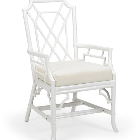 Palms Fretwork White Rattan Arm Chair