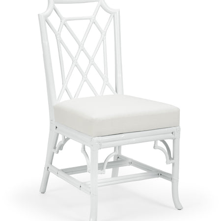 Palms White Rattan Fretwork Side Chair