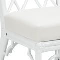 Palms White Rattan Fretwork Side Chair closeup