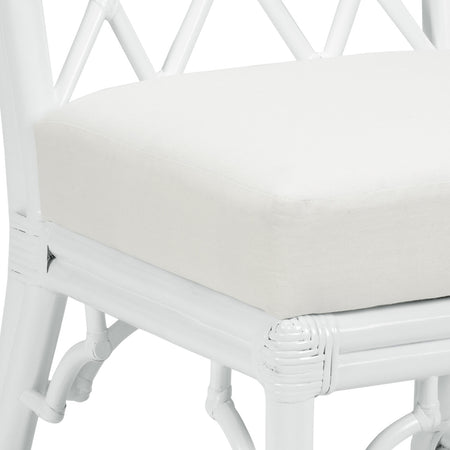 Palms White Rattan Fretwork Side Chair closeup