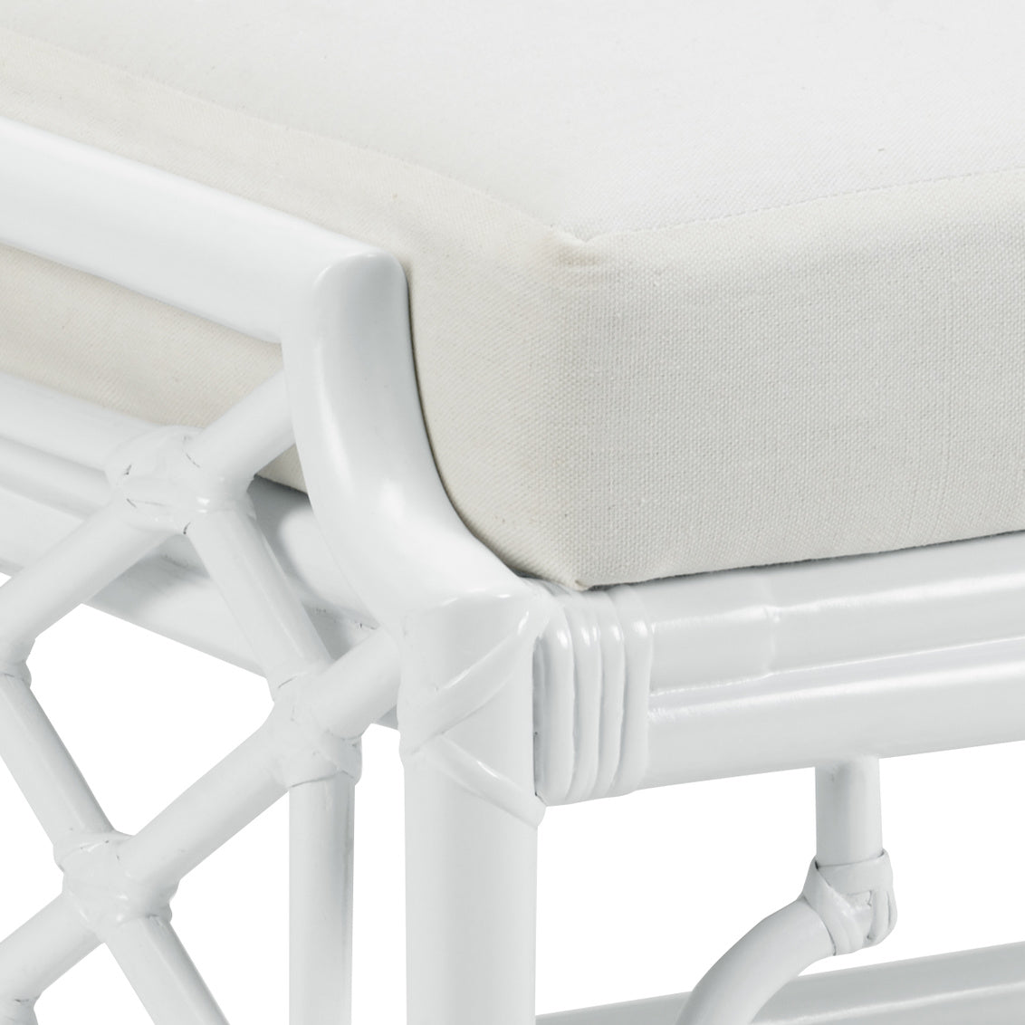 Palms White Rattan Fretwork Stool closeup