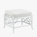 Palms White Rattan Fretwork Stool with cushion