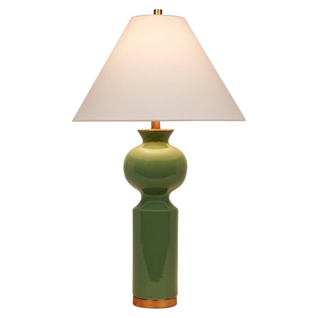 Paloma Herb Green Table Lamp illuminated