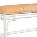 Paradise White Rattan Bench - woven rattan cushion closeup