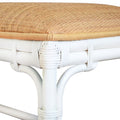 Paradise White Rattan Bench - woven rattan cushion corner detail