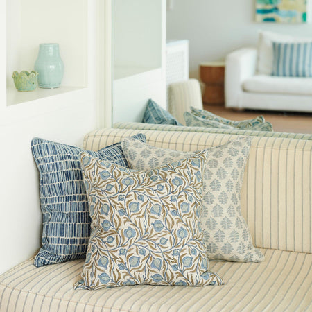 Paros Tahoe and Medusa Fresh Azure Pillows Styled - Walter G