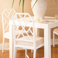 Parsons White Grasscloth Game Table styled with Jardin Chairs