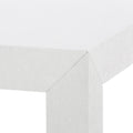 Parsons White Grasscloth Rectangle Coffee Table corner closeup