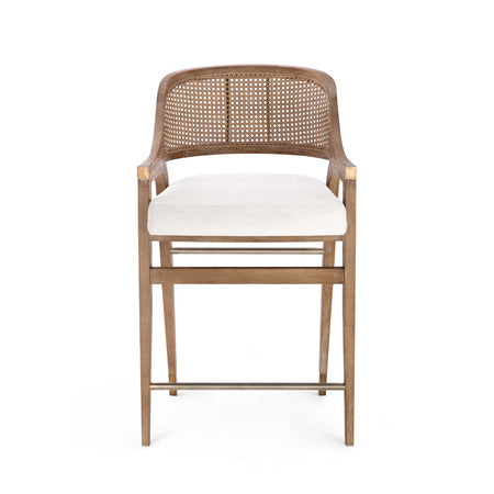 Pascal Driftwood Counter Stool - woven cane back