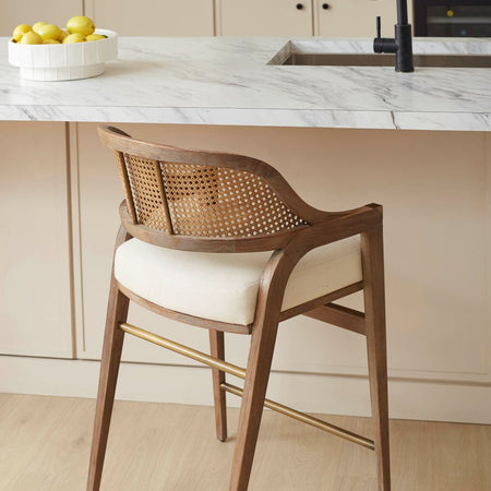 Pascal Driftwood Counter Stool styled at kitchen island
