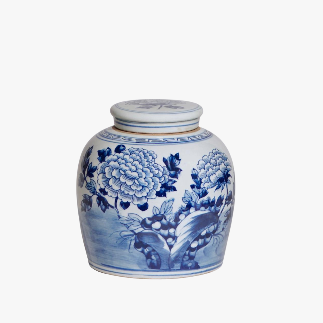 Peony Lidded Ming Jar