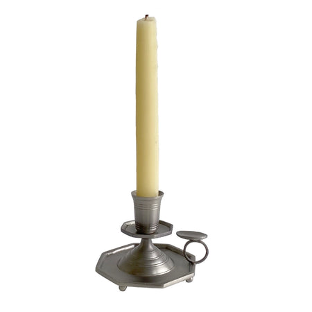 Pewter Plated Chamberstick with candle