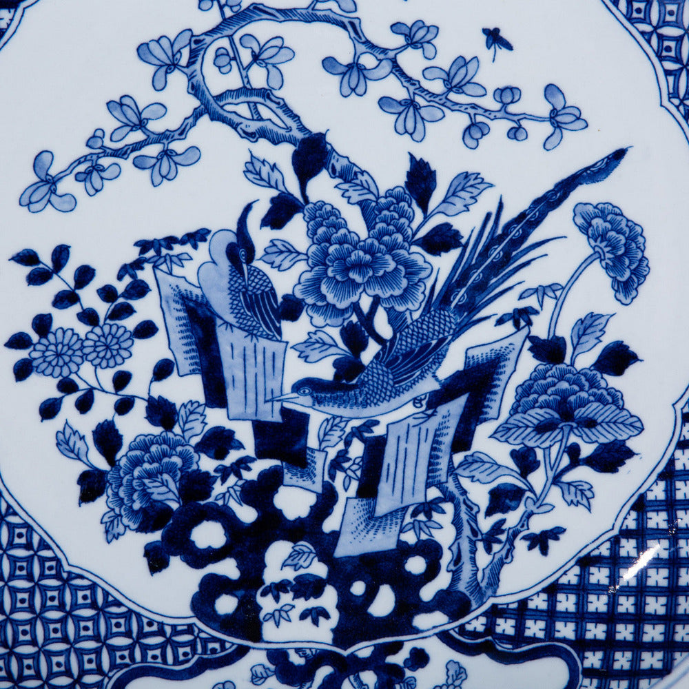 Pheasant Floral Decorative Plate closeup