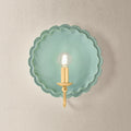 Pierce Celadon Scalloped Edge Wall Sconce illuminated
