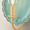 Pierce Celadon Scalloped Edge Wall Sconce illuminated closeup