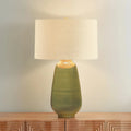 Piermont Green Glazed Table Lamp illuminated