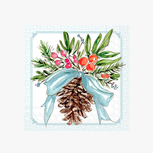 Pinecones & Ribbons Paper Cocktail Napkins