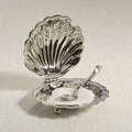 Polished Nickel Cap Ferrat Fan Shell Bowl and spoon with sugar