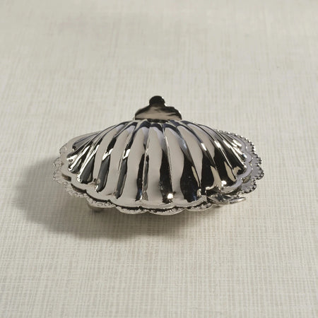 Polished Nickel Cap Ferrat Fan Shell Bowl with closed lid