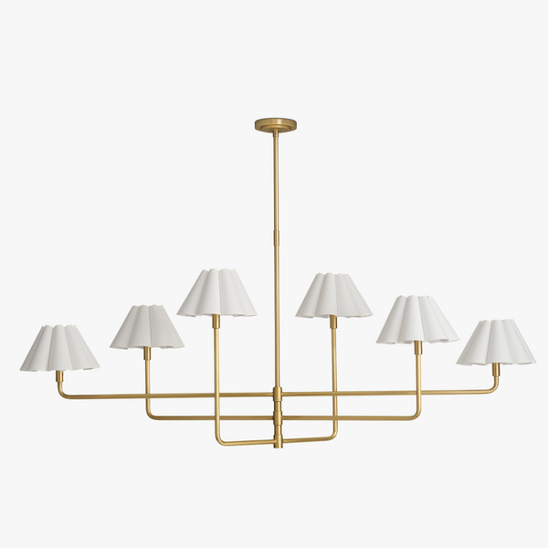 Polly Brass Chandelier with White Shades