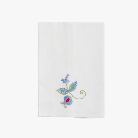 Pomegranate Embroidered Hand Towel - white linen
