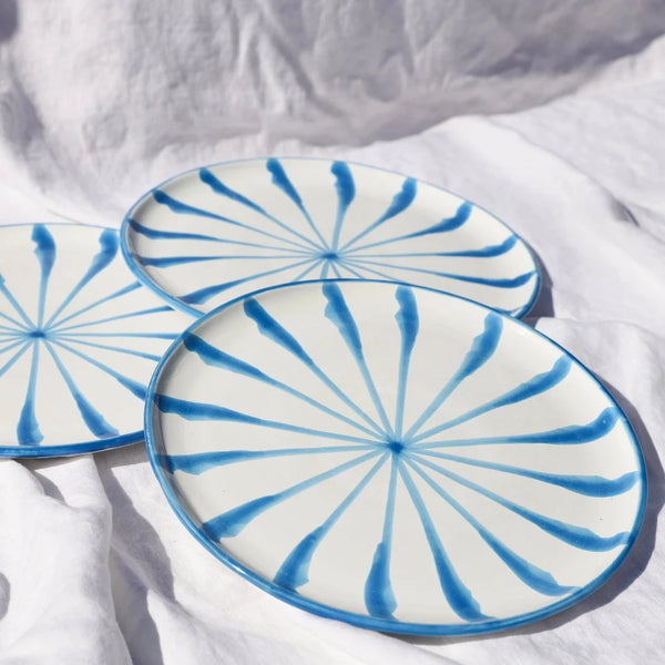 Casa Celeste Stripe Plates - Sky Blue