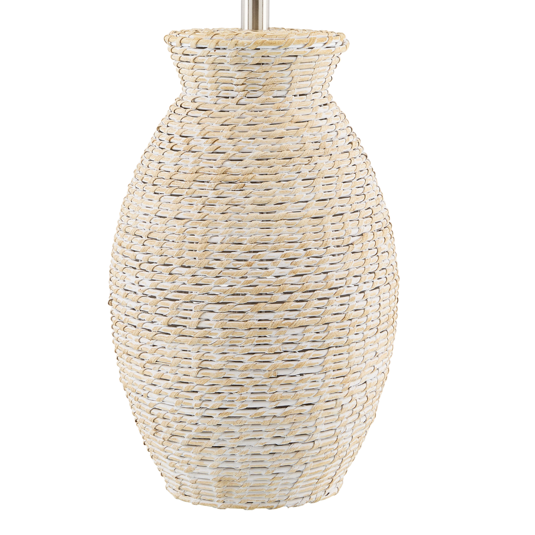 Ponte Whitewash Rattan Lamp - base closeup