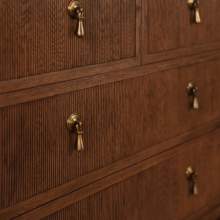 Porter Brown Oak Chest - fluted drawer front details