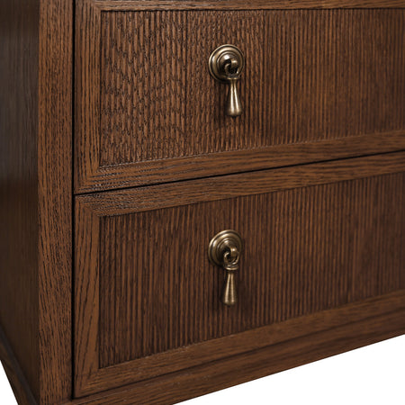 Porter Brown Oak Nightstand fluted drawer closeup