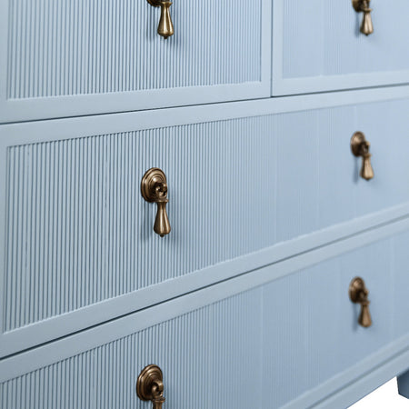 Porter Light Blue Chest fluted drawer closeup