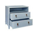 Porter Light Blue Nightstand with open drawers