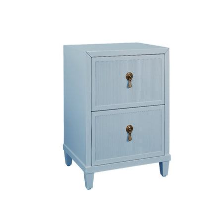 Porter Two Drawer Light Blue Side Table - fluted fronts