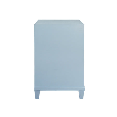 Porter Two Drawer Light Blue Side Table side view