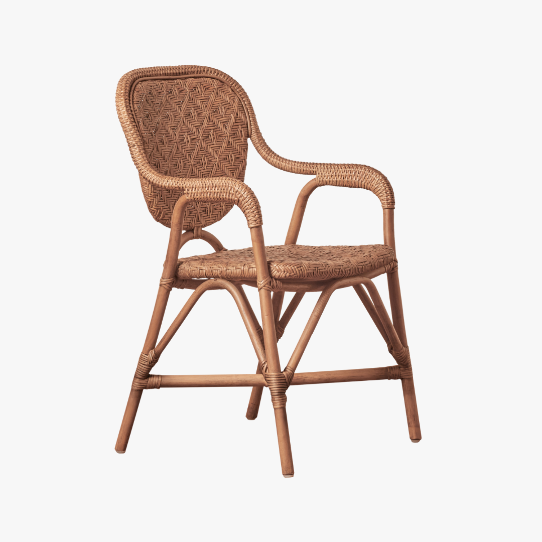 Portofino Antique Brown Rattan Bistro Arm Chair