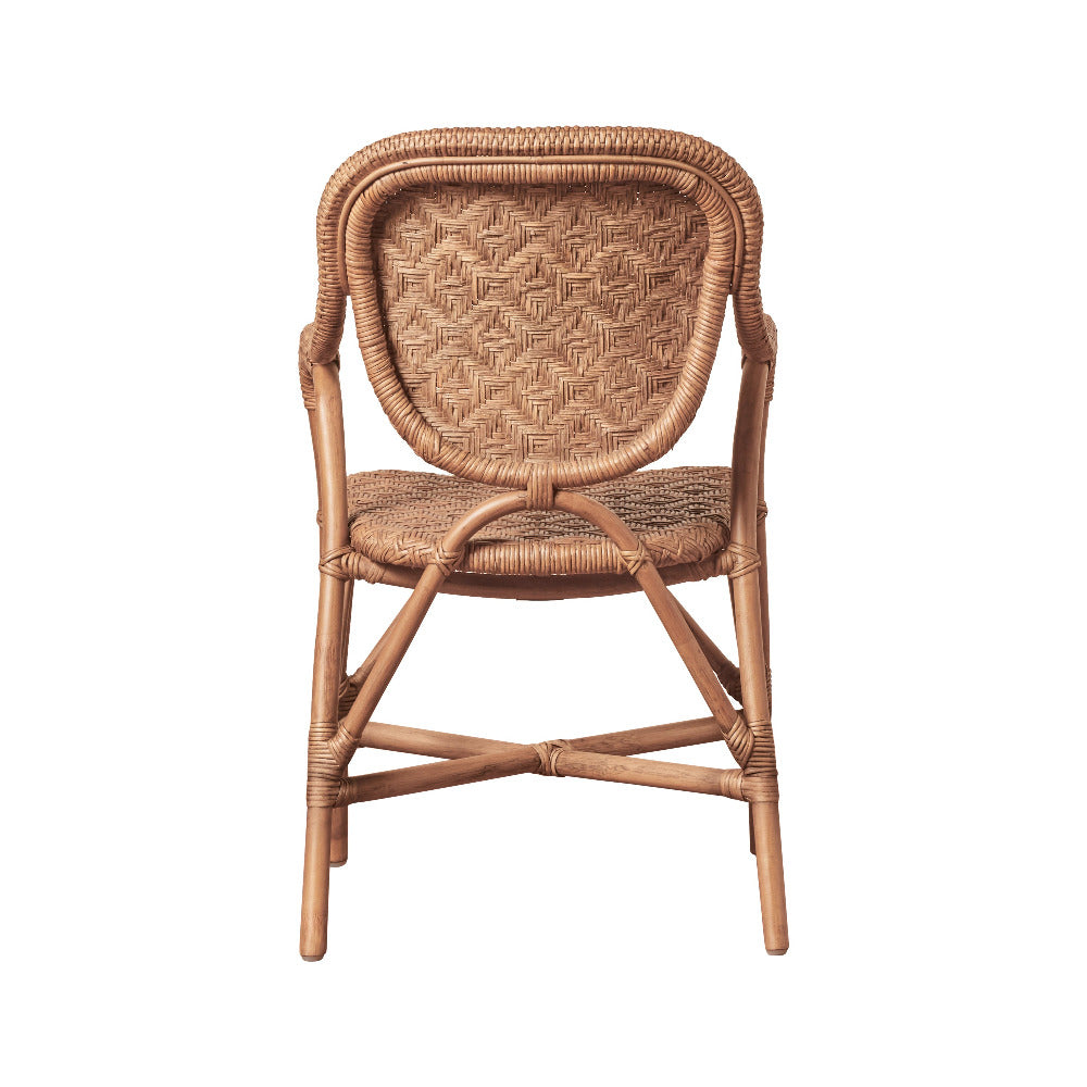 Dear Back View Portofino Antique Brown Arm Chair - Rattan Bistro Style - Dear Keaton