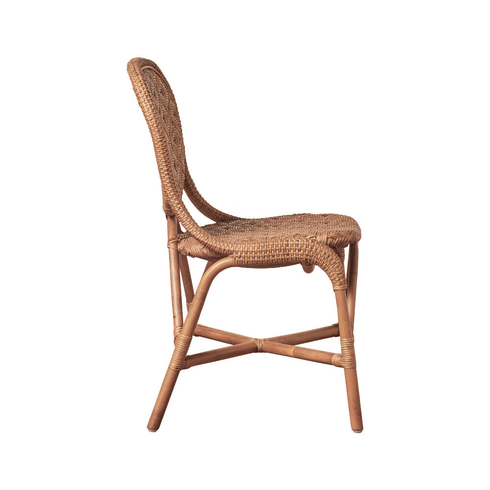 Portofino Antique Brown Rattan Bistro Side Chair side view