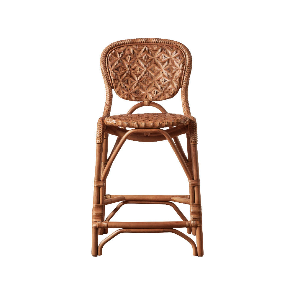 Portofino Antique Brown Rattan Bistro Style Counter Stool front