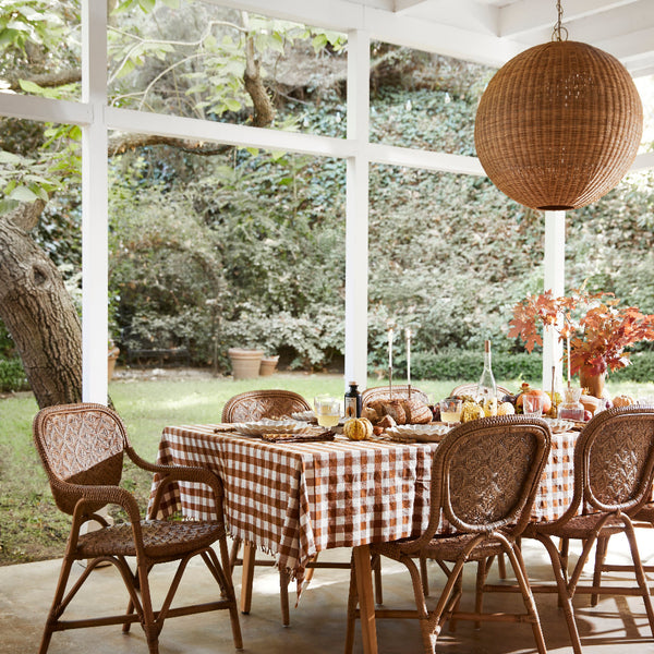 Portofino Antique Brown Rattan Chairs styled on porch